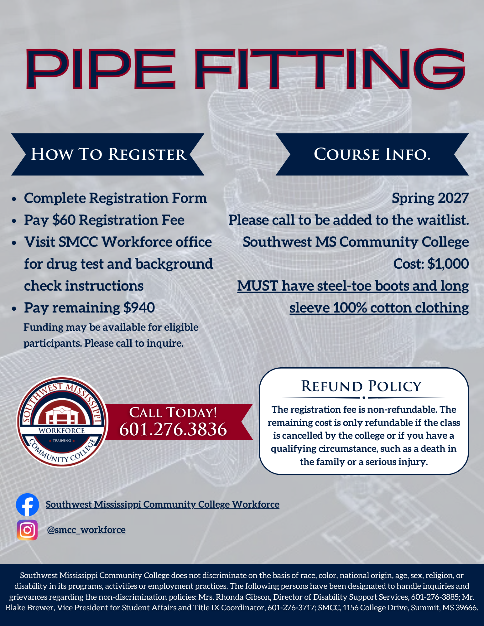 Smcc Workforce Pipe Fitting - Level I - Southwest Mississippi Community College ...