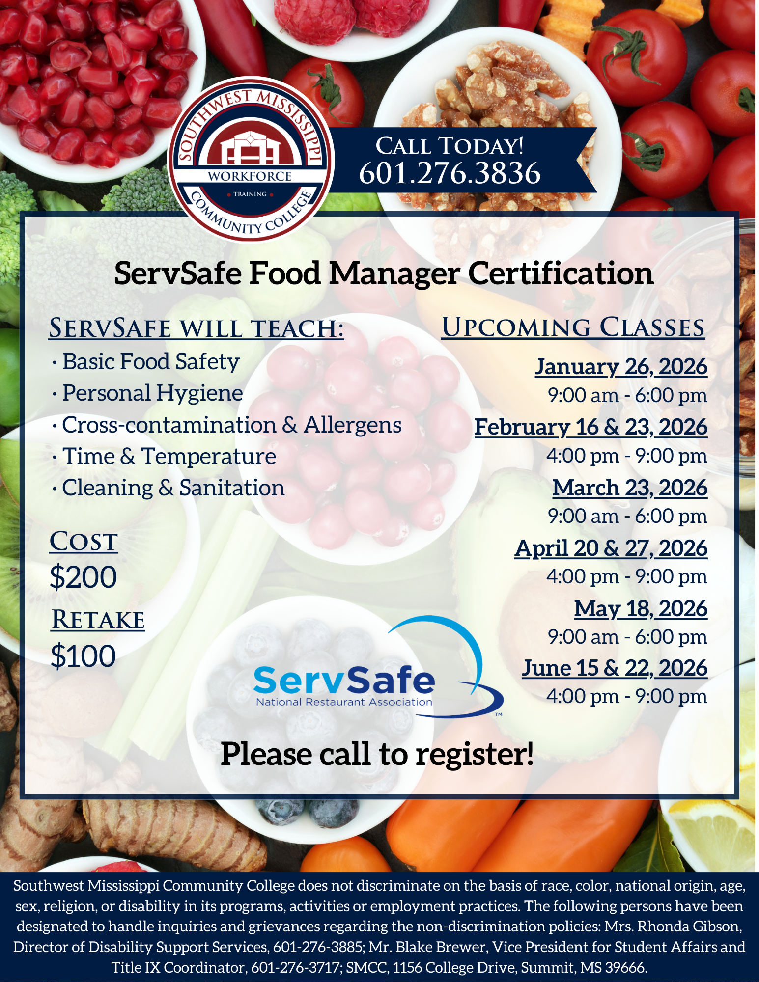Sefsave Food Manager's Course (ServSafe) - Southwest Mississippi Community ...